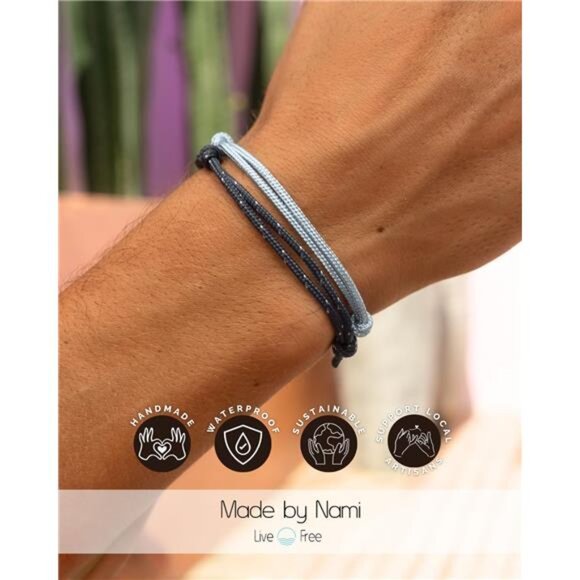 Waterproof braided rope bracelet set adjustable nautical surfer beach jewelry - Picture 7 of 8